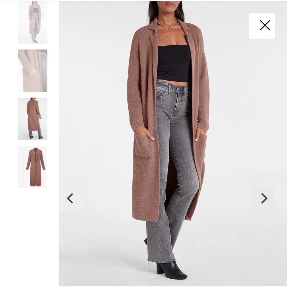 Express Cozy Notch Collar Duster Cardigan